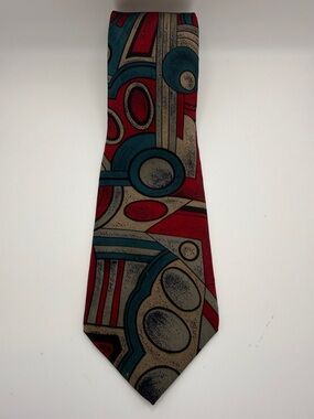 J.T. Beckett tie abstract, geometric pattern 100% silk, made in the USA